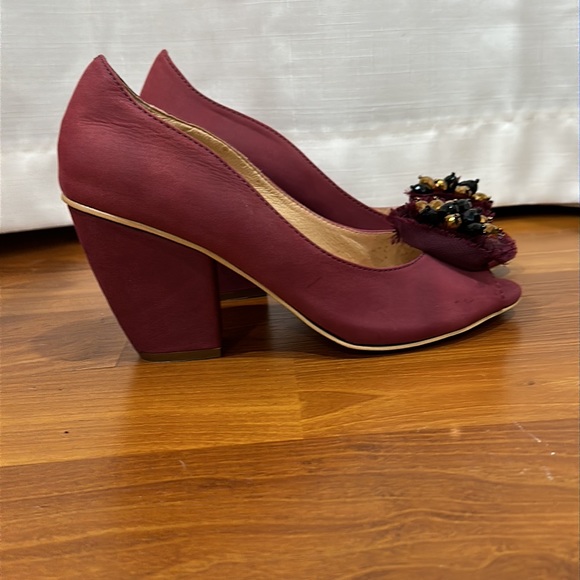 Klub Nico Open Toe Heels Color Wine Red Size 7M - Picture 7 of 16